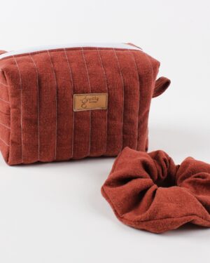 Lniana kosmetyczka box + gumka scrunchie