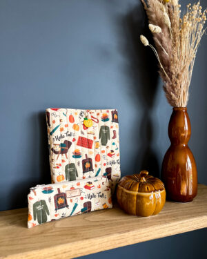 Zestaw jesienny – otulacz na książkę + piórnik