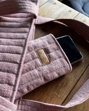 Etui na telefon z lnu - zgaszony róż