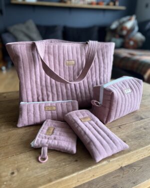 Zestaw prezentowy z lnu - zgaszony róż