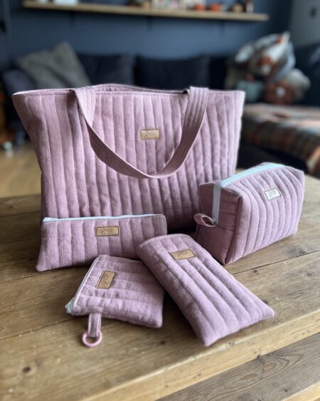 Lniany zestaw - zgaszony róż