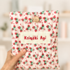 Personalizowane etui na książkę w truskawki z haftowanym imieniem, ręcznie szyte etui na książki